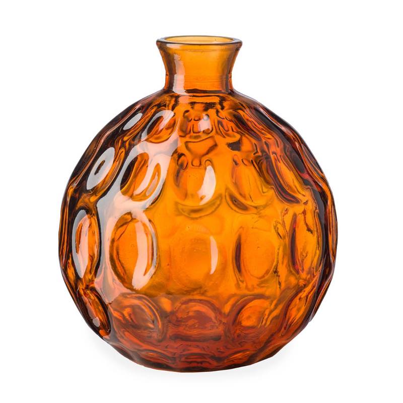 Dune Round Recycled Dimpled Glass Vase, 7.5